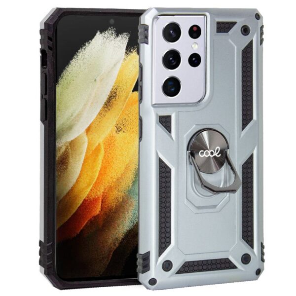 Capa Samsung G998 Galaxy S21 Ultra anel rígido prata