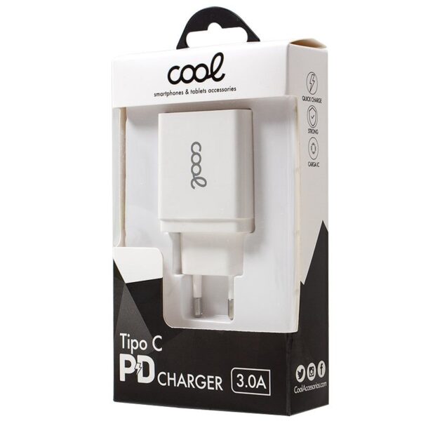 Carregador rápido Entrada Tipo-C  3 Amp (18 W) Branco