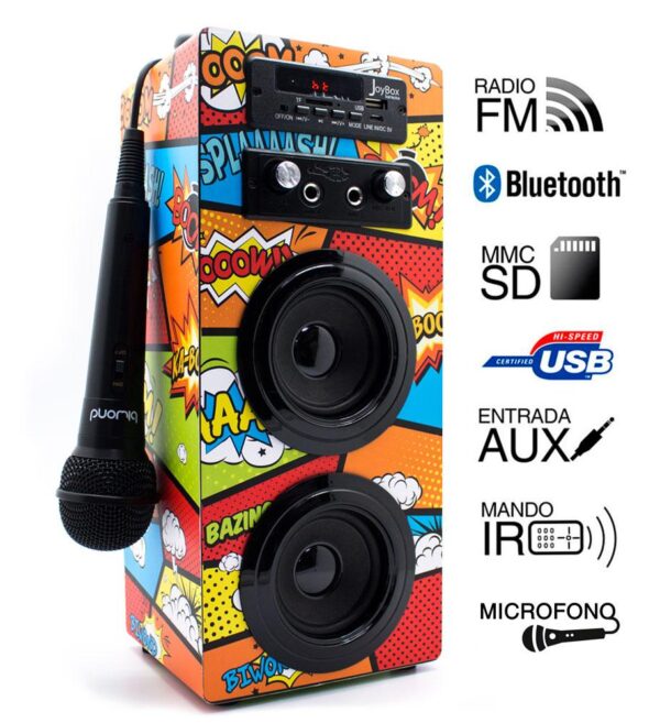 Coluna "JOYBOX " KARAOKE BLUETOOTH COMIC