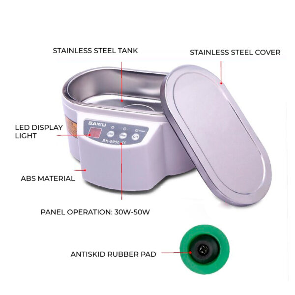 Máquina de limpeza ultrassom 0.8L 50W BAKU-9050