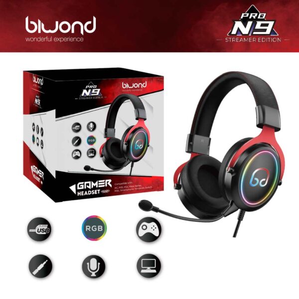 Auscultadores Gaming Biwond N9 Pro edição Streamer